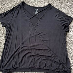 Maurices Black Short Sleeve Wrap Blouse